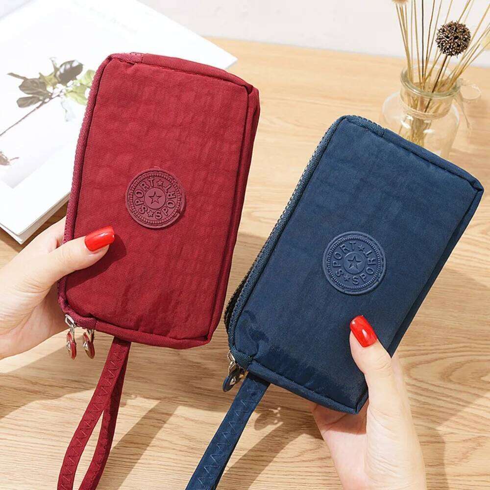 Three Zipper Solid Color Letter Printing Large Capacity Wearable Purse 2025 Fashion Clutch Wallets for Women C260304