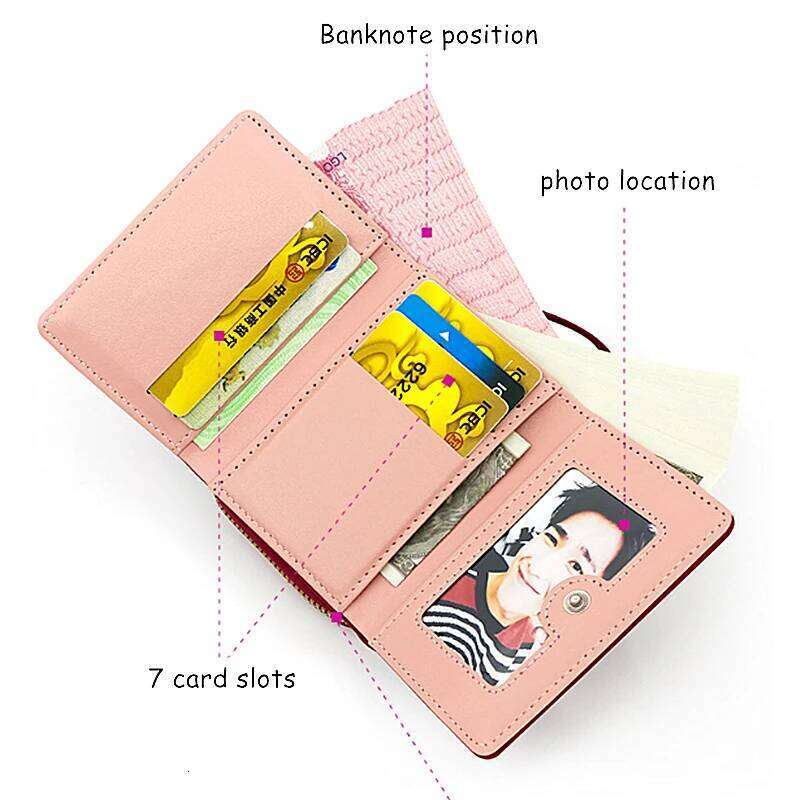 Love Embroidered Short Zero Women's Triple Fold Bag Multi Card Large Capacity Versatile Fashion Wallet C260304