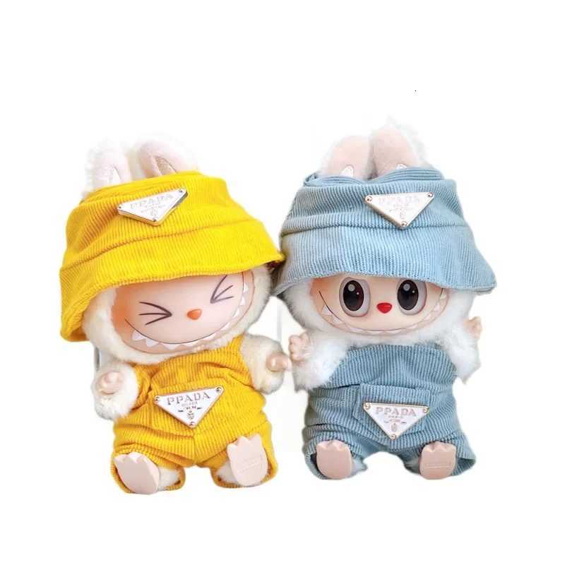 Labubu V1/V2/V3 17cm Doll Clothes - Corduroy Hat & Overalls Set, DIY Accessories, Xmas GiftT260304