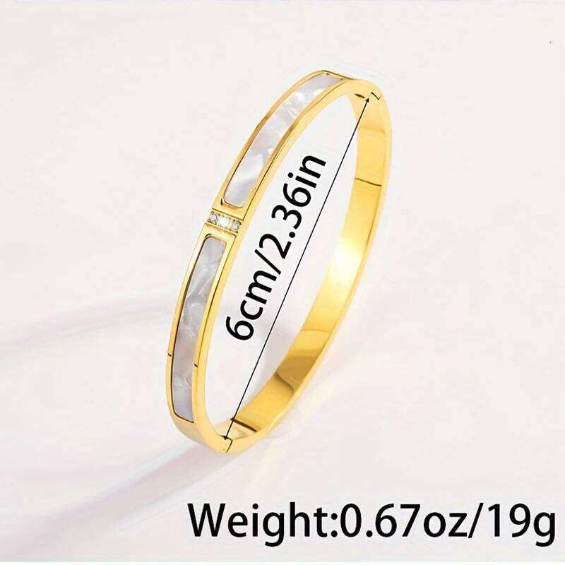 Women High End Fashion Couple Titanium Jewelry Golden Shell Studded Diamond Stainless Steel Bracelet XJ260303