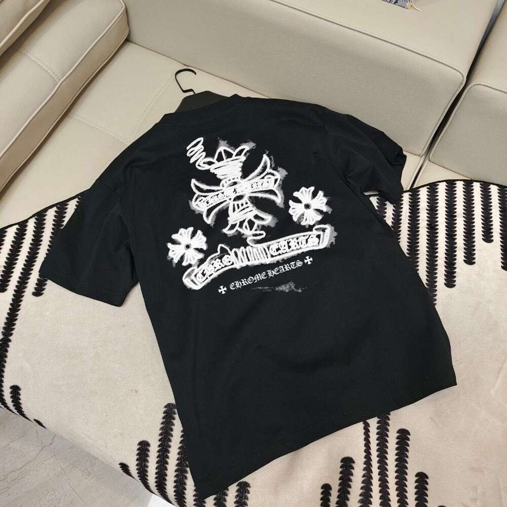 American CHearts Summer New Model, Sanskrit Cross Horseshoe Short-Sleeve T-Shirt, Couple's Style, Dropshipping Available