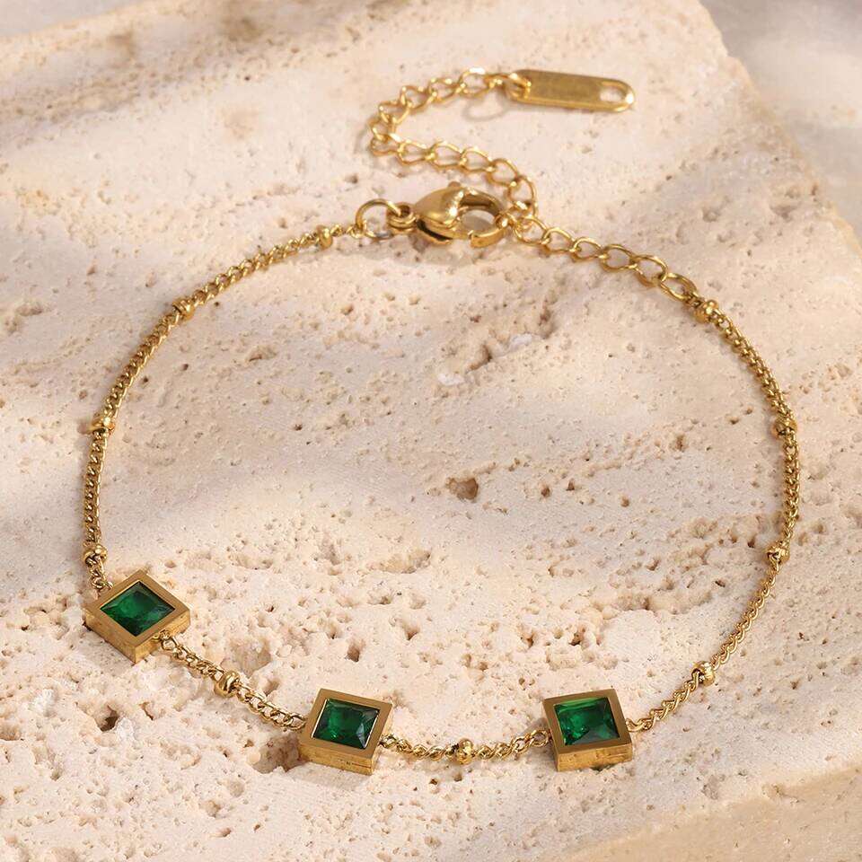 Fashionable High-end Emerald Stainless Steel Bracelets Suitable For Banquets, Parties, Travel Clothes And Jewelry XJ260303