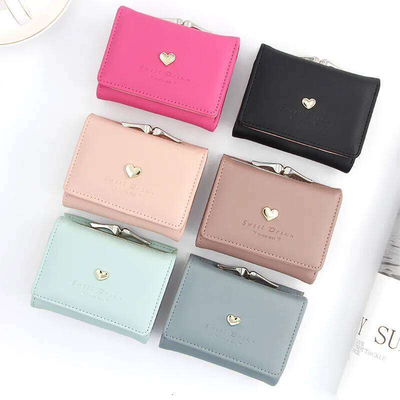 Small Women loving heart Short Women's Wallet Card Holder Girls Mini Woman Fashion Lady Coin Purse for Female Clutch Bag C260304