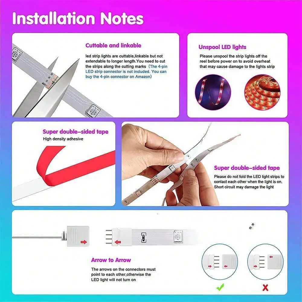 12V Led Strips Lights 5-30M Smart Wifi Alexa SMD 5050 Rgb Led Tape 220V Neon Strips Music Sync Colorful Room Band Decoration H260304