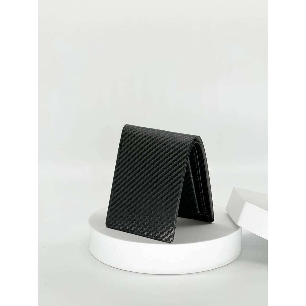 Fashion Trend New Business Casual Students Simple Men's Short Carbon Fiber with Card Slot Wallet C260304