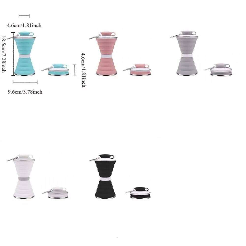 500ml Silicone Water Bottle Heat Resistant with Hook Travel Foldable Leak Proof Hangable Drinking Cup Outdoor S260303