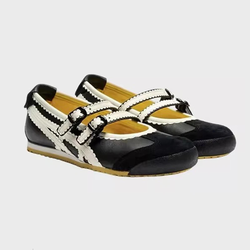 Minority Shallow Flat Ballet Shoes Black white Cross Strap Mary Janes Womens Non-slip Casual Sport Shoes Phoentin FT4286 260303