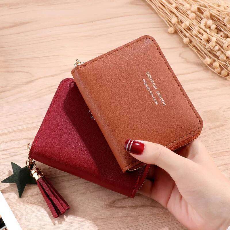 Women Small Ladies Mini Tassel Cute Girl Short Zipper Lovely Pu Leather Coin Female Hand Wallet Purse C260304