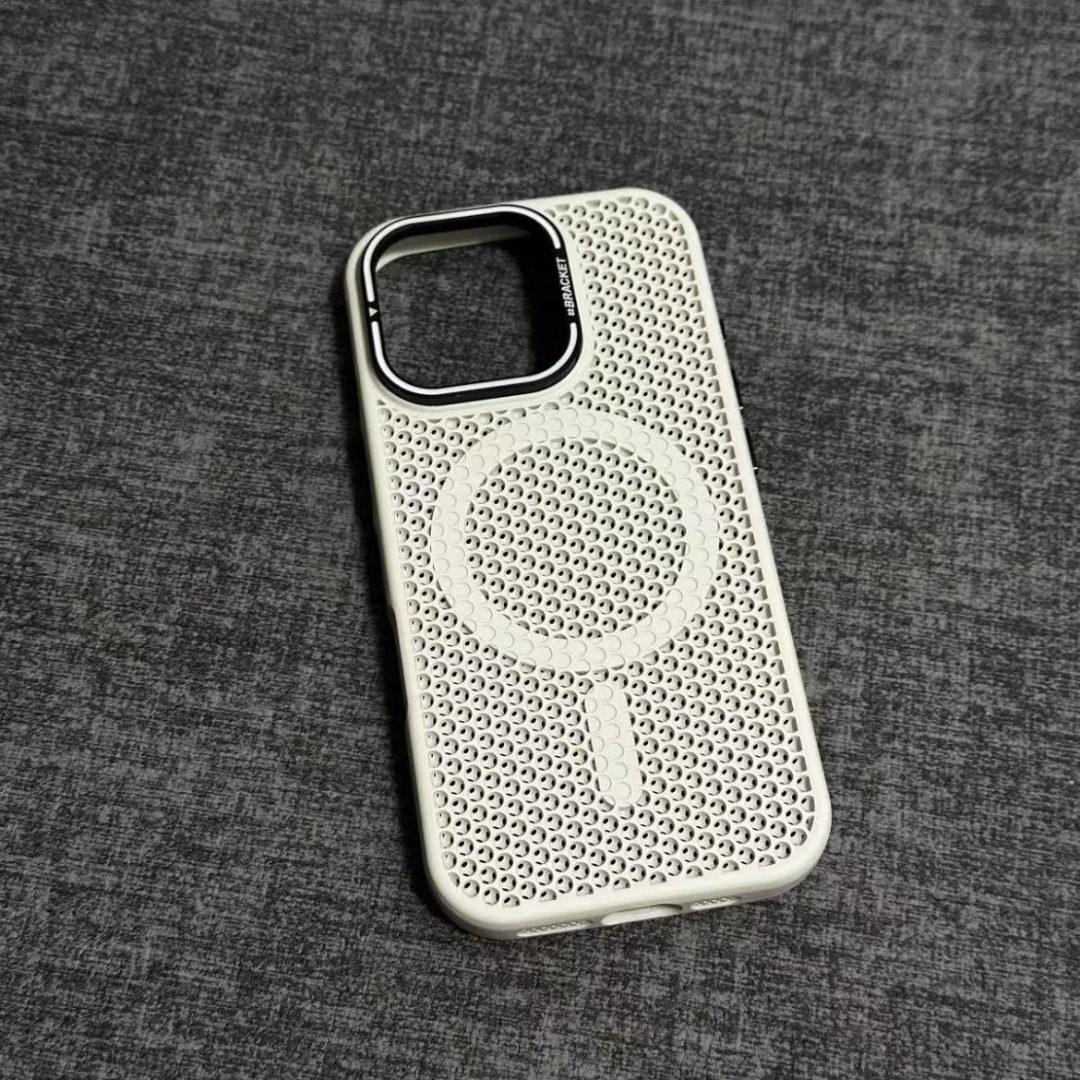 Summer Suitable iPhone 16/7 Honeycomb Heat Dissipation Magnetic Phone Case Apple 16 Lens Stand Shockproof Protective Cover