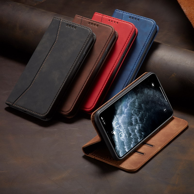 Premium PU Leather Flip Cover for iPhone 17-11, Samsung S25-S21