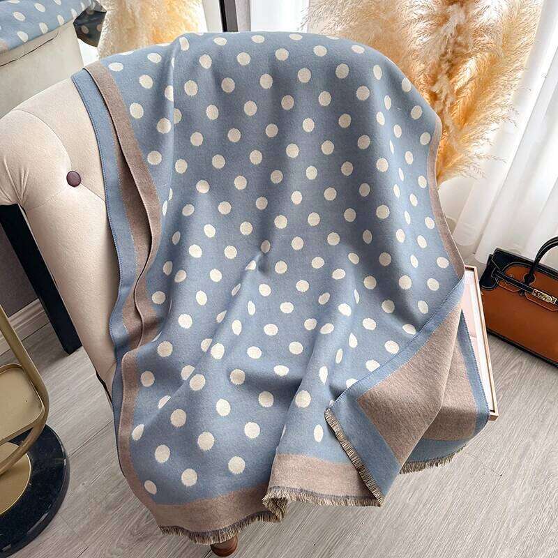 Women's Luxury Faux Cashmere Scarf Dot Pattern Warm Thick Pashmina Blanket Poncho Fashion Print for Autumn Winter XJ260304