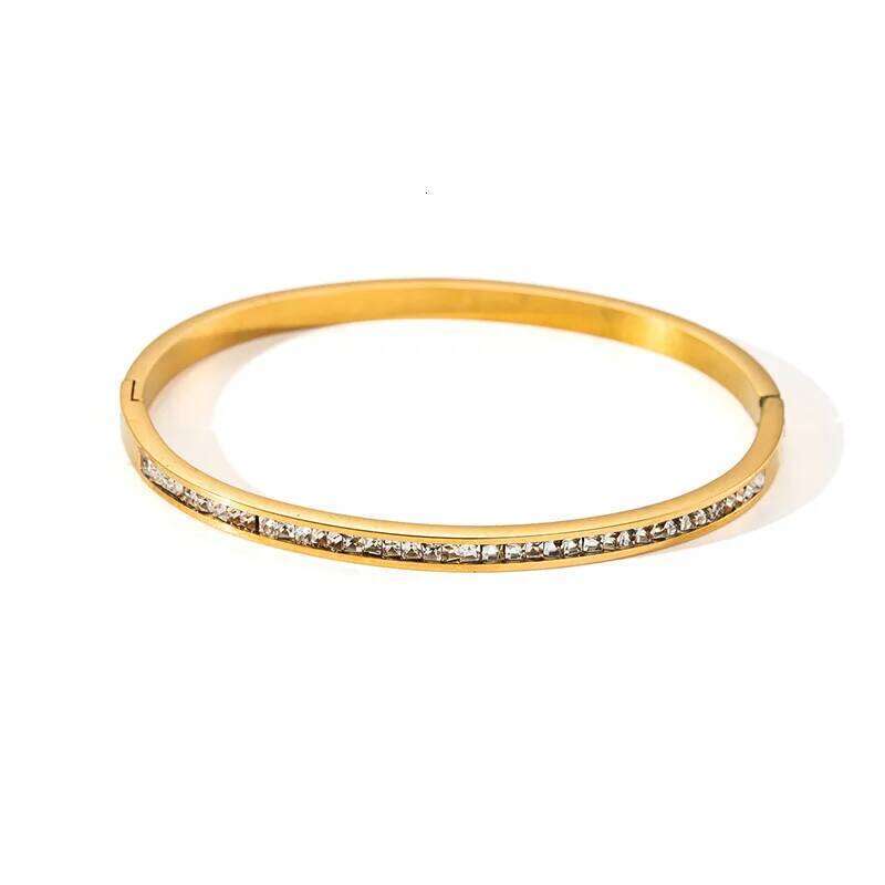 Fashionable Minimalist Nail With Starry Sky Diamond Inlay Colorfast Versatile Stainless Steel Bracelet XJ260303