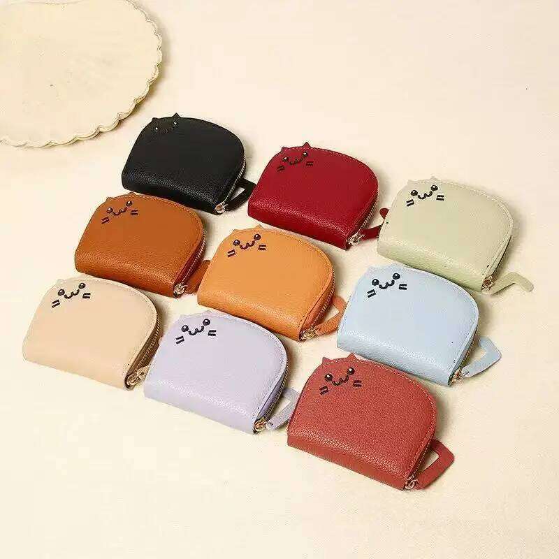 Women's Wallets New Cartoon Cat Compact Kawaii Cute Fashionable Trendy Small Card Bags Portable Large Capacity Coin Purses Girl C260304