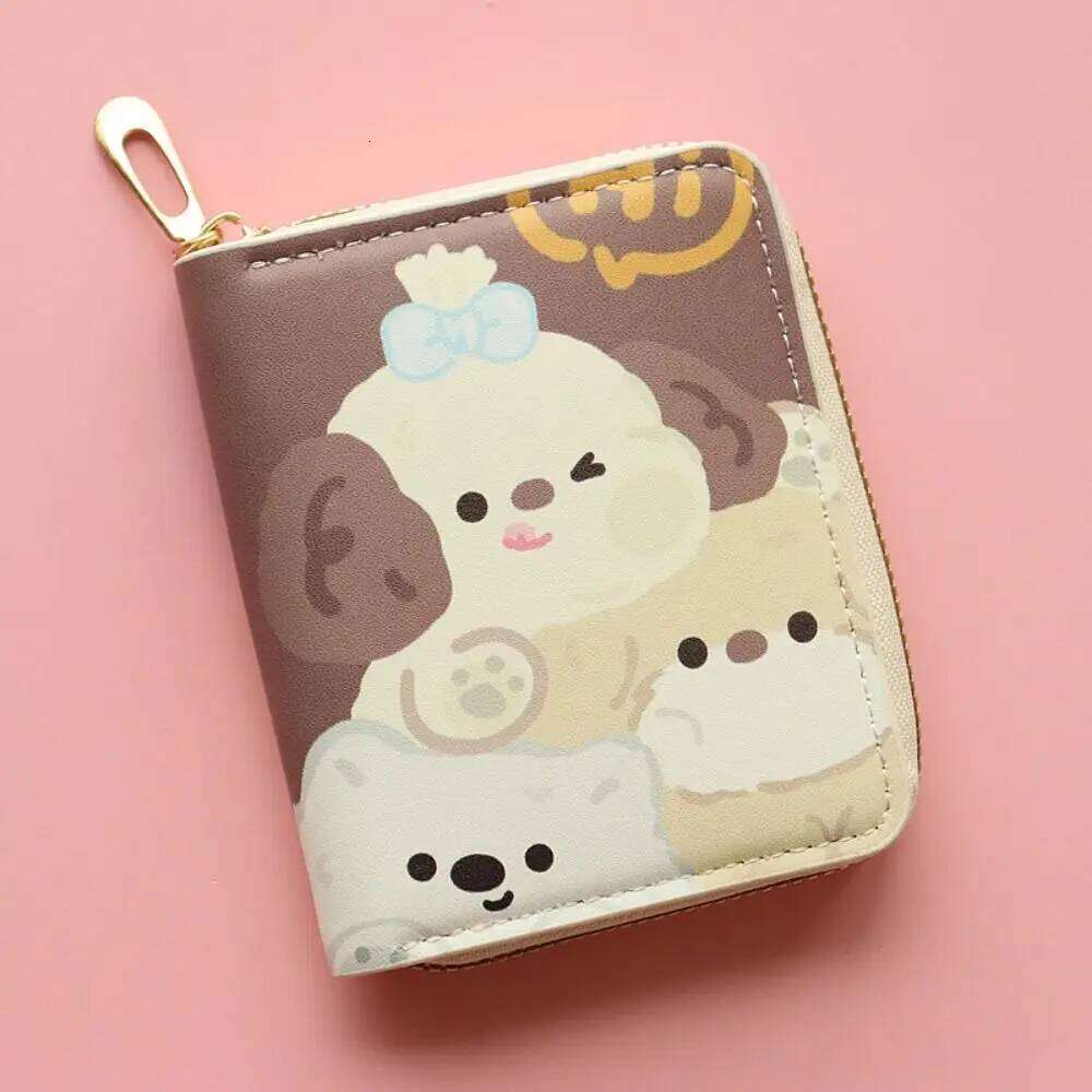 Kawaii Cute Cat Puppy Coin Purse Zipper Short Holder PU Leather Card Bag for Girls Gift C260304