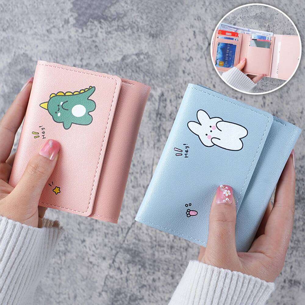 Cute Women PU Leather Multi-card Slots Holder Card Bag Three Fold Cartoon Short Wallets For Gift Item C260304