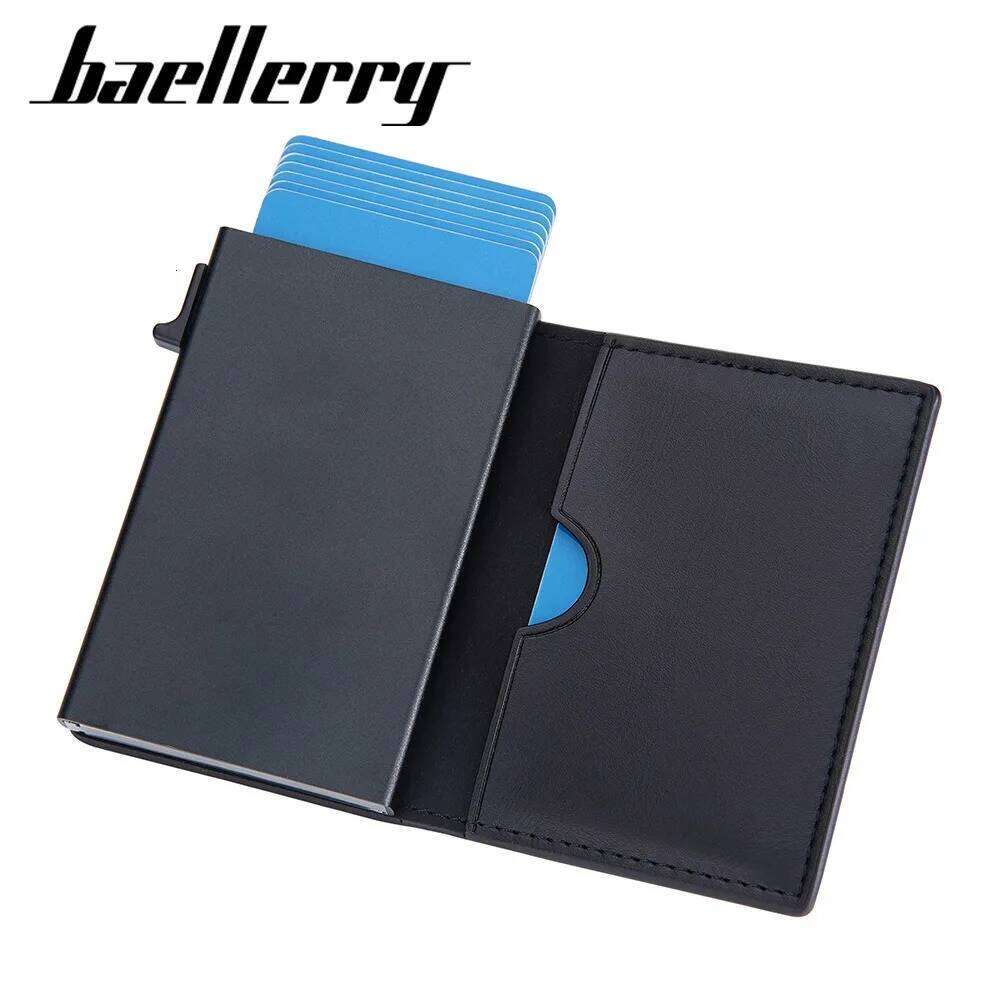 Men's Slide Push Auto Eject RFID Wallet, PU Card Holder Anti-Demagnetization Business Slim Case C260304