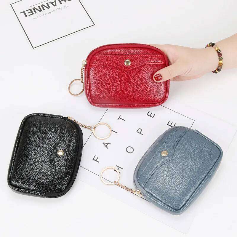 New Women's Short Coin PU Leather Female Purse Card Holder Mini Pouch Change Wallet with Key Ring Lady Handbag C260304