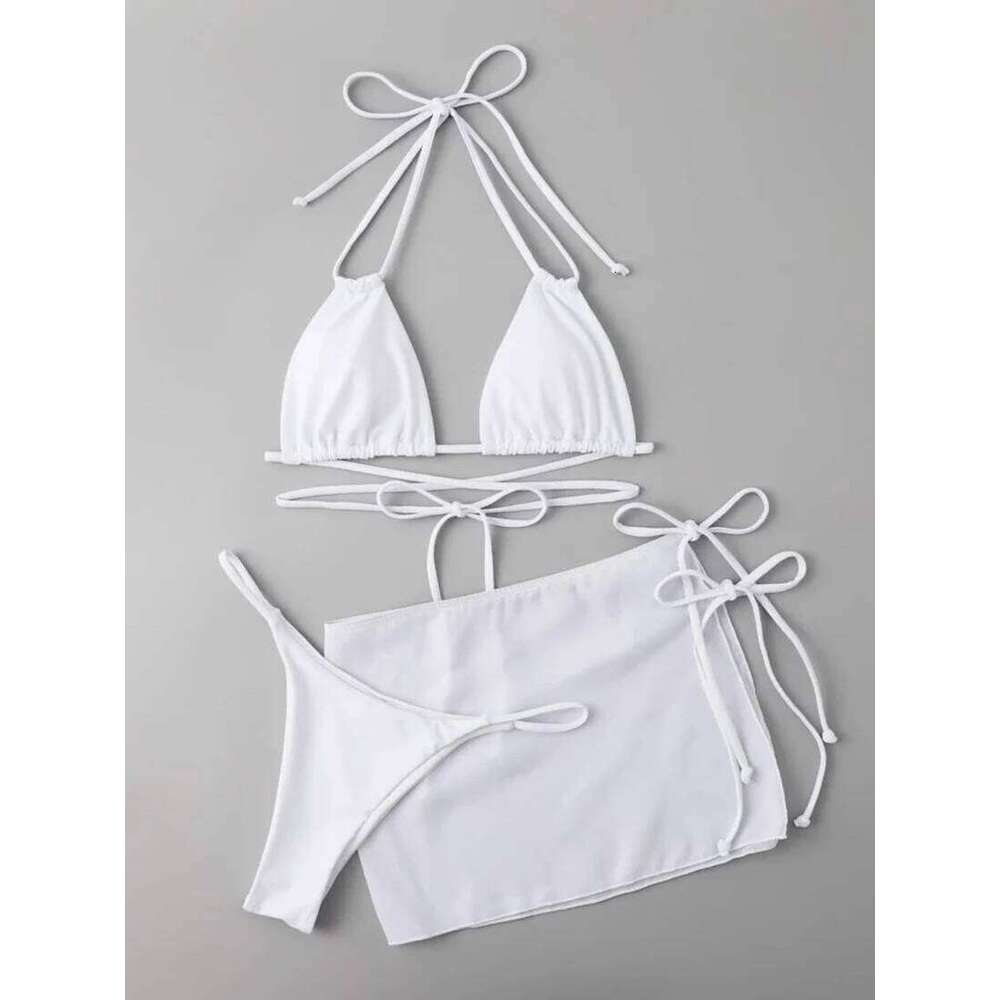 3 Pieces Thong Bikini 2025 Women With Skirt Trikini Swimwear Female Triangle Swimsuit Beach Wear Bathing Swimming Suit Summer Y260303