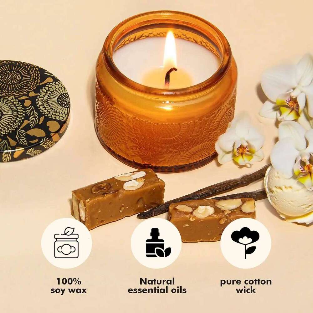 Premium Box Glass Handmade Soy Wax Smokeless Creative Aromatherapy Candle Companion Gift W260304
