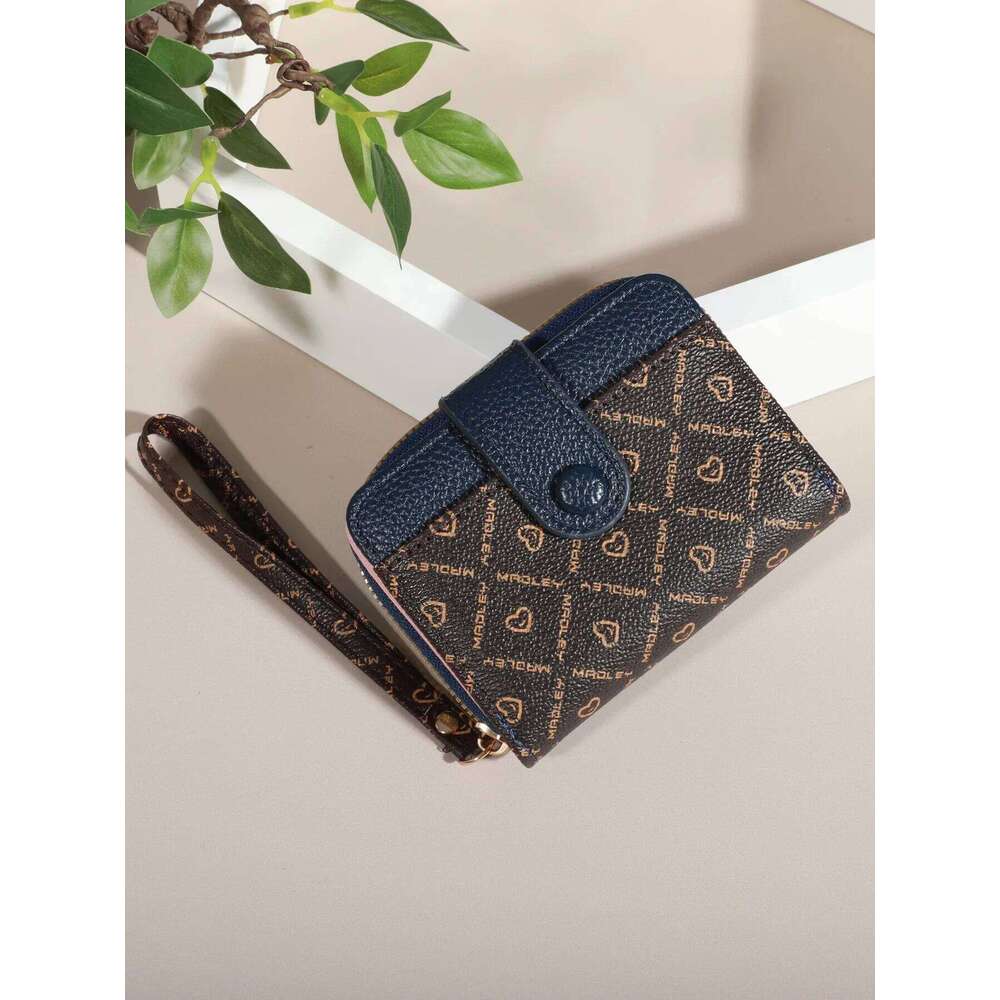 Mini Women Double Zipper Solid Color Holder, RFID Faux Leather Multi Card Slot Wallet, Versatile Clutch Purse C260304