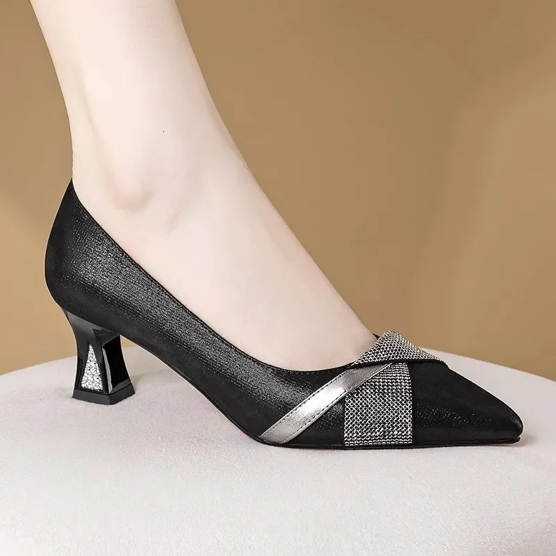 Women Cute Sweet Navy Blue High Quality Floral Crystal Comfort Pumps Lady Fashion Wine Red Heel Shoes Sapatos Femininas H208 260306