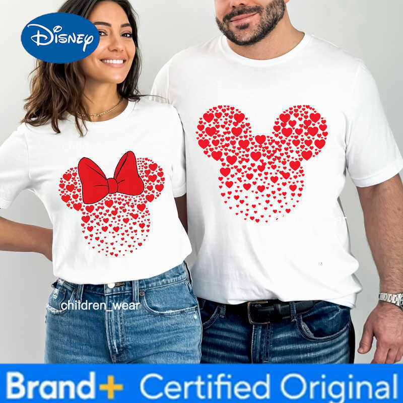 Disney Vintage Mickey Mouse Minnie Shirt Valentines Day Women Men 100 Cottonn Streetwear Harajuku Couple Matching Tshirt H260304