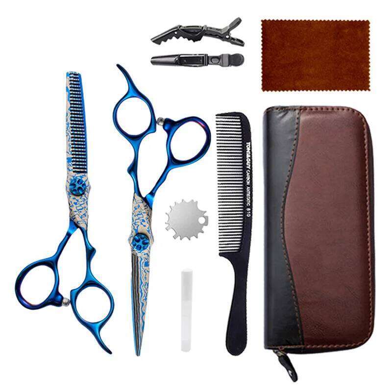 Professional Scissors Barber Set 6inch 9CR Stainless Steel Straight & Thinning Shears for Home Salon Hair Cutting Tools Kit H260303