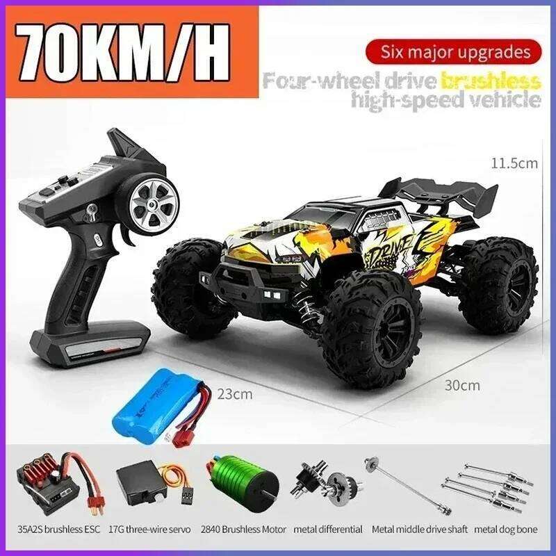 4x4 Off Road Quad RC Car 4WD 1:16 - 80KM/H Super Brushless 50KM/H Brushed, High Speed Drift Racing Truck Toy for Kids Adults Z260303