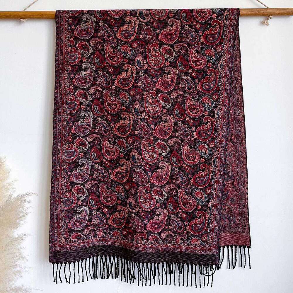 Winter New Brand National Style Paisley Design Thick Pashmina Shawl Long Tassel Print Scarf Women Keep Warm Poncho Stoles XJ260304
