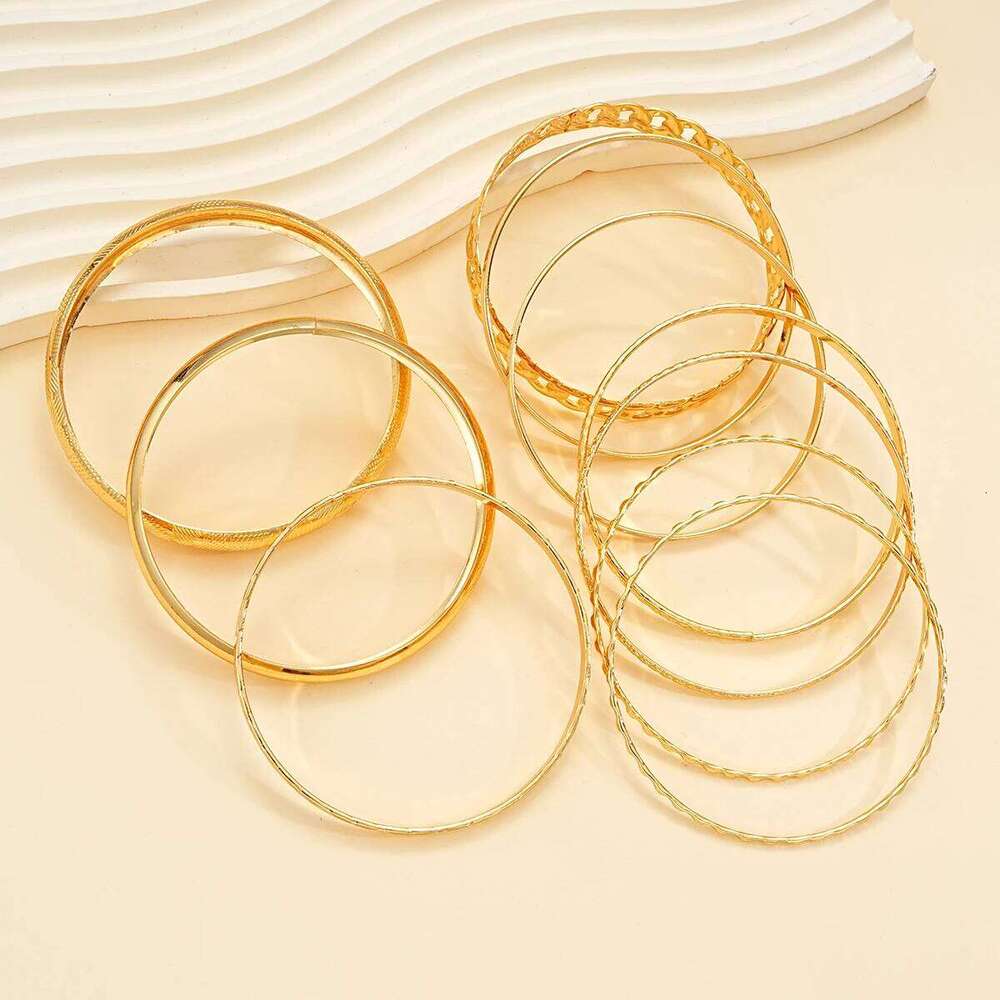 10 Pcs Punk Trendy Multilayer Bracelets Set for Women Elegant Delicate Twist Sparkling Adjustable Bangles Jewelry Couples Gifts XJ260303