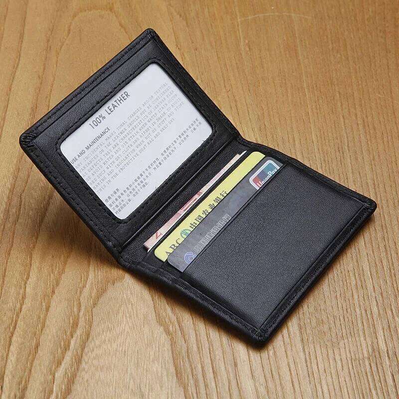 Real Leather Minimalist Wallet Small Thin ID Credit Card Holder Male Slim Simplicity VIP Cards Cases Women and Mens Accessories C260304