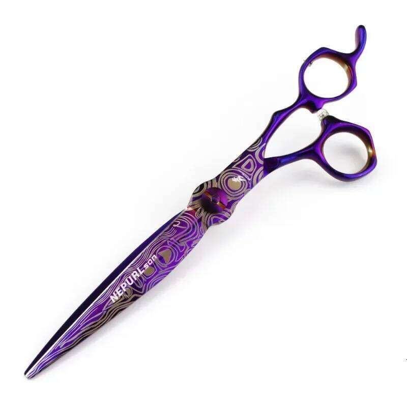 Upscale hair scissors, cutting barber tools, haircut thinning shears, 7 inches purple Damascus scissor H260303