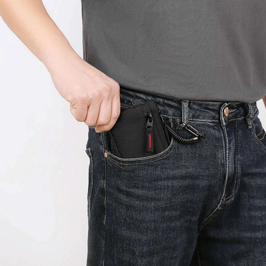 Credit Holder Men Wallets Luxury Nylon Slim Wallet Zipper Key Card Case Male Tactical Coin Purse With Carabiner C260304