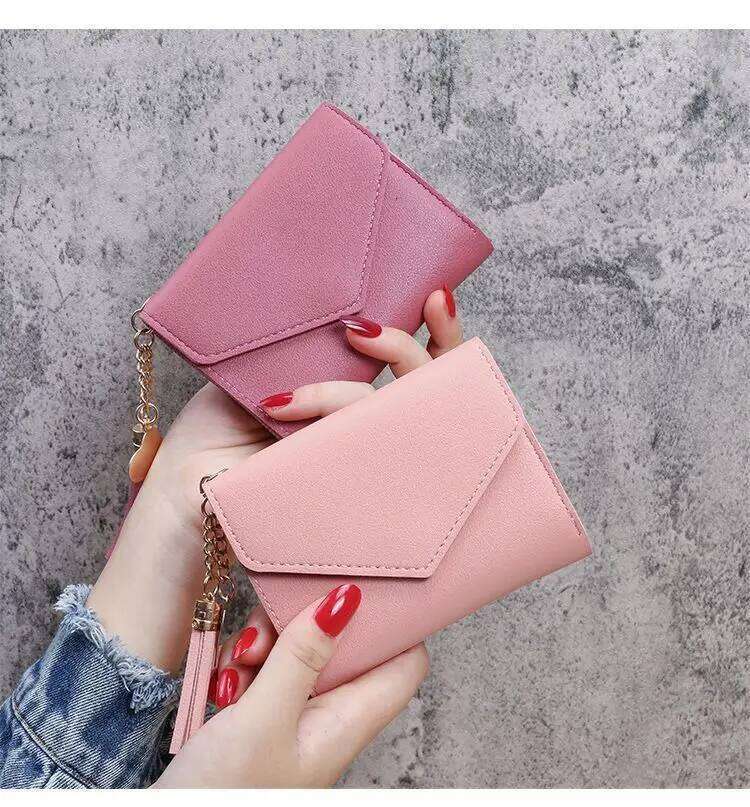 Fashion Ladies Card Holder Pouch Short Wallets PU Leather Women Luxury Tassels Hasp Small Wallet Trend Coin Purse C260304