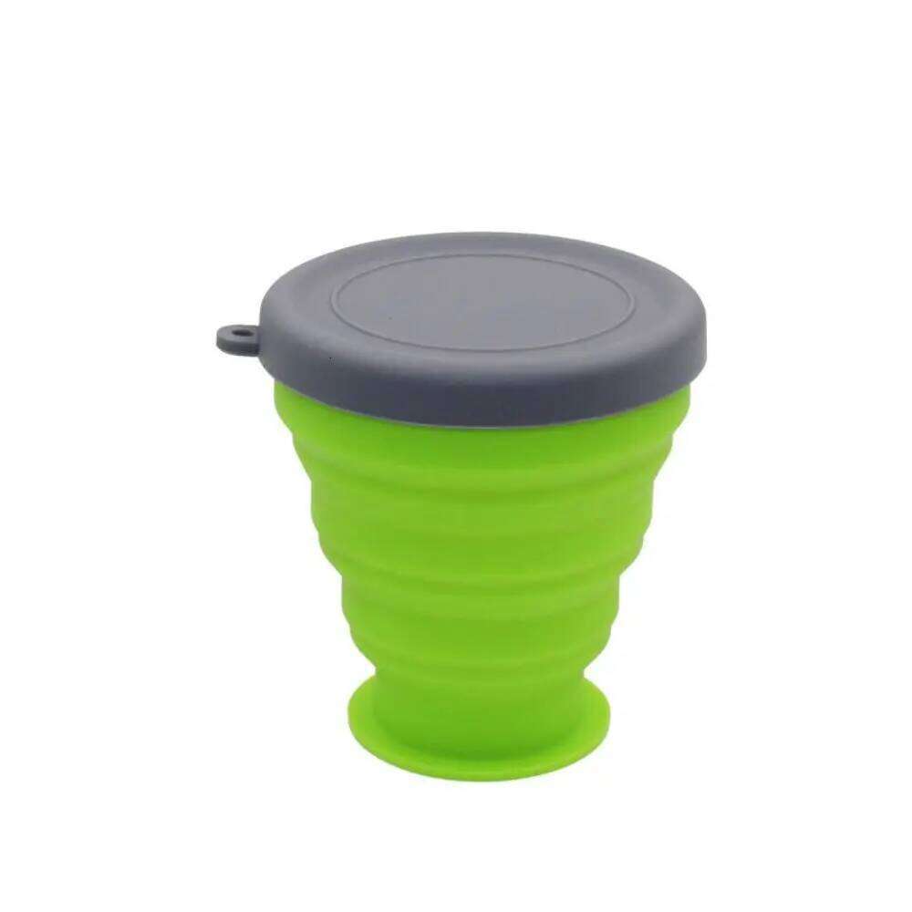 Telescopic Collapsible Water Cups with Lid Foldable Cup Food Grade Silicone Portable Travel Mug Camping S260303