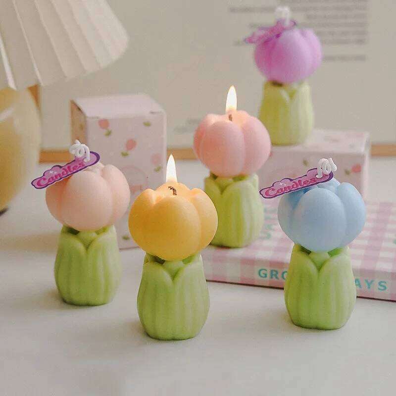 Aromatherapy Scented Tulip Flower Bud, Soy Wax Candles, Wedding Candle, Birthday Party, Home Decoration W260304
