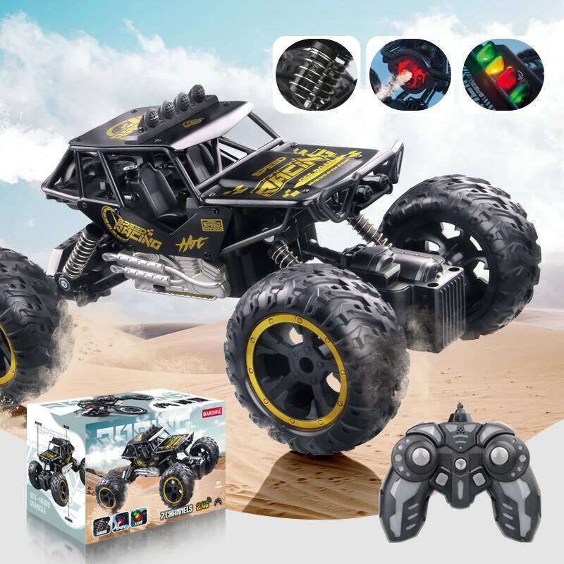 2.4g Remote Control Alloy Off-Road Climbing Car with Lights, Spray, Large Wheels, Rechargeable Children's Toy Car, Cross-Border Gift Z260303