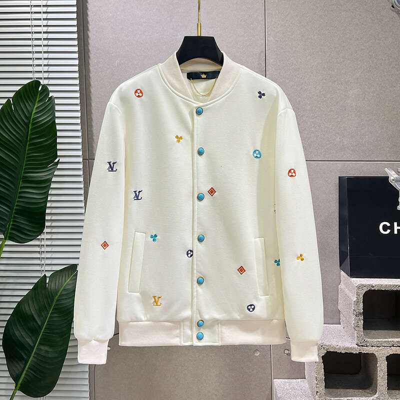 Heavy Embroidery Spring New Turquoise Button Trendy Loose Versatile Baseball Jacket For Men
