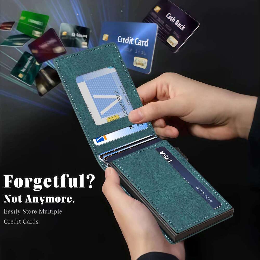 Denior Magsafe magnetic bag,press type automatic pop-up multifunctional card box, can hold 6-10 credit cards leather wallet C260304