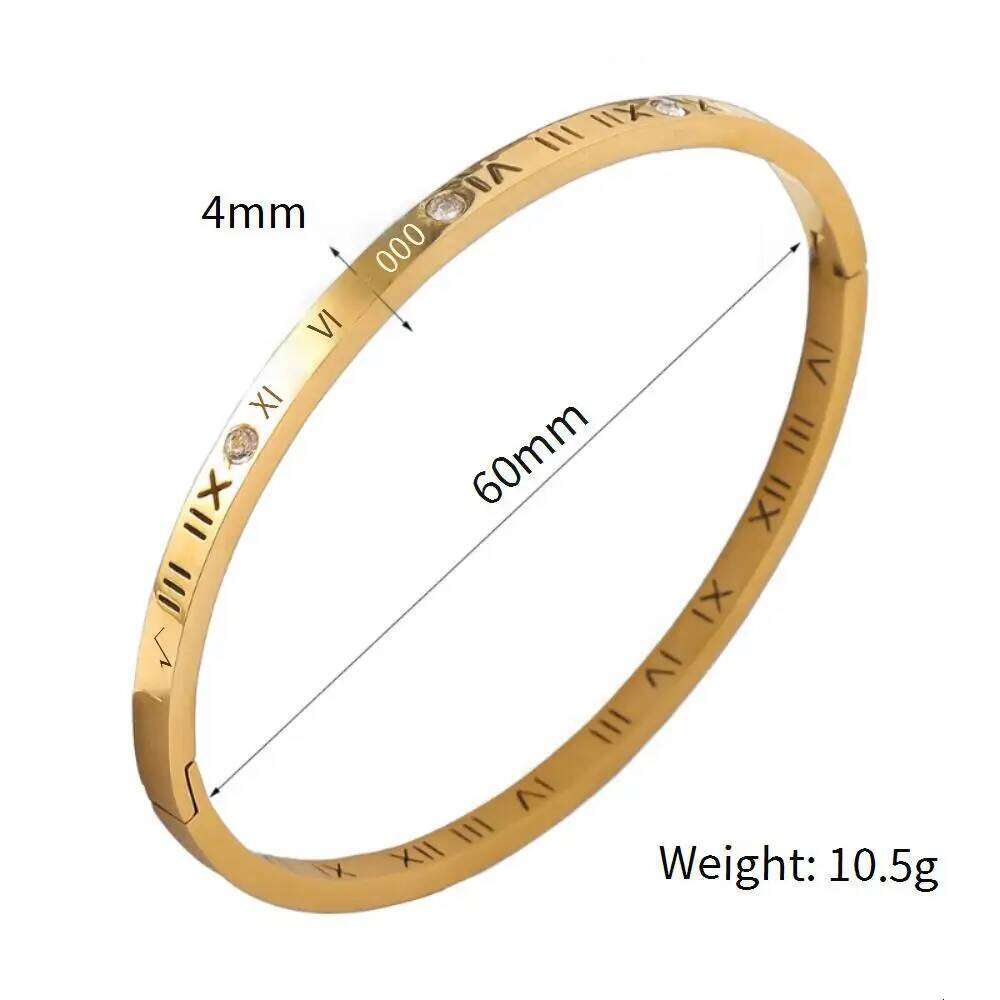 Hollow Roman Numerals Set With Diamonds, Popular Women's Bracelet, Fashionable Opening Buckle, Stainless Steel Jewelry XJ260303