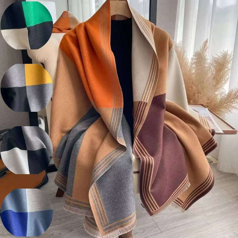 Luxury Brand Double-Sided Women's Winter Outdoor Imitation Cashmere Warm Scarf Shawl Designer Pashmina Stole Wrap XJ260304