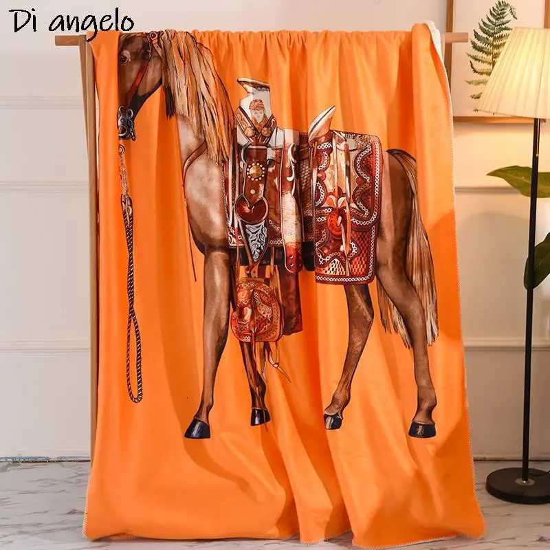 Horse Series Lamb Cashmere Blanket European Digital Print Sofa Throw 150x200cm/200x230cmT260304
