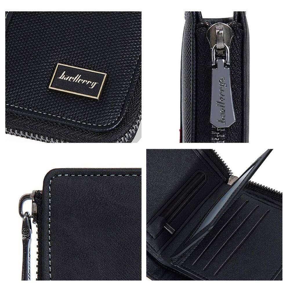 Baellerry Men's RfID Blocking Wallet Full Zipper PU Leather Card Holder Multi Slot Anti - Theft Bifold Purse C260304