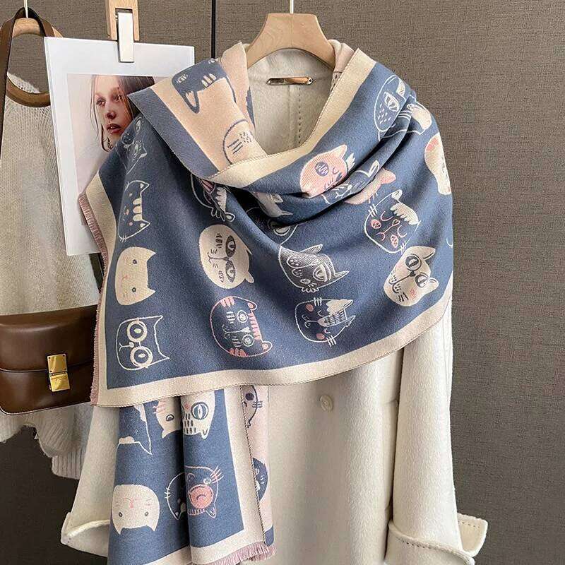 Cute Thickened Tassel Warm Scarf For Women Long Pashmina Shawl Faux Cashmere Warps Autumn Winter High Quality Blanket XJ260304