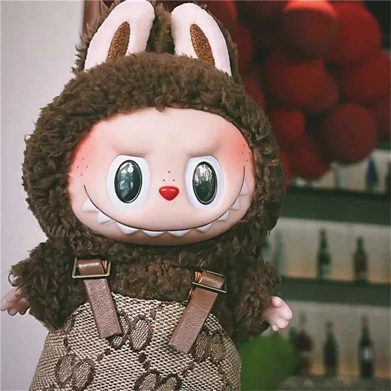 15/17cm Labubu Brown Tweed Retro Skirt Set, Luxury Doll Outfit with Messenger Bag for Party AccessoriesT260304