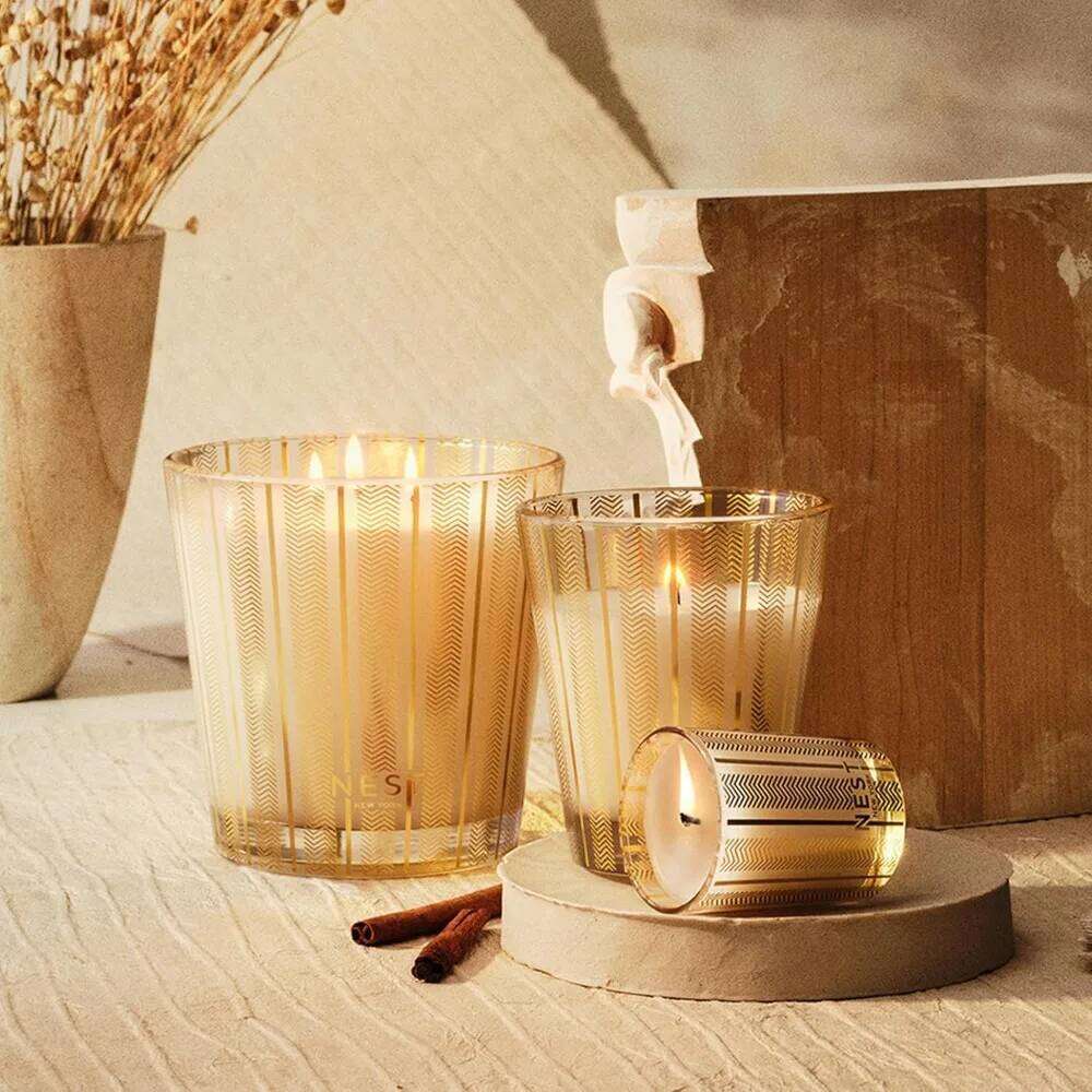 Scented 3-Wick Winter Chai 21.2 oz Long-Burning 100 Hours Reusable Glass Vessel Aromatherapy Candle W260304