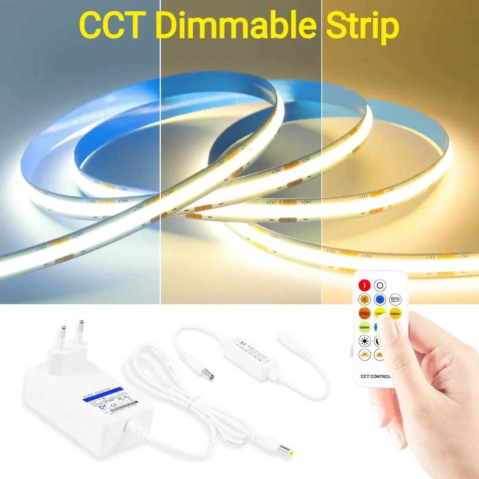 10M 5M CCT 2700K-6500K Dimmable COB LED Strip Light Cold-Natural-Warm White Changeable 576LEDs/M High Bright With Remote Control H260304