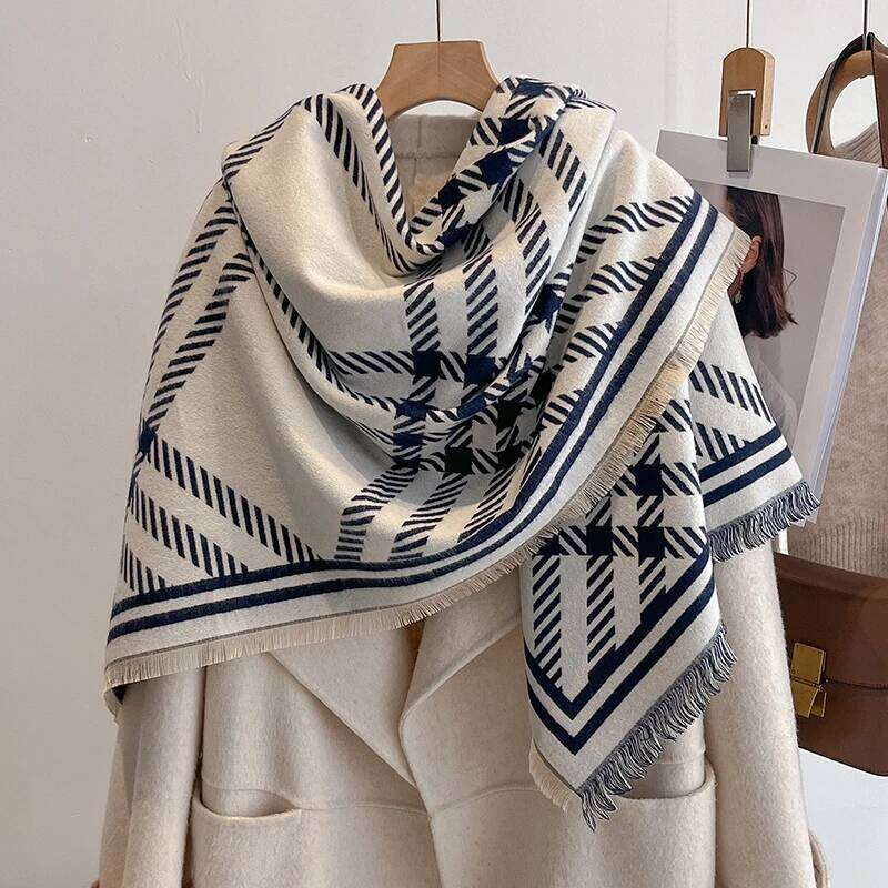 2025 Luxury Brand Winter Women's Cashmere Scarf - Abstract Printed Tasseled Shawl Wrap, Pashmina Bandana & Elegant Poncho XJ260304