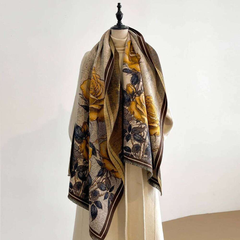 Women Winter Fashion Warm Imitation Cashmere Scarf Luxury Pashmina Blanket Thick Shawl Wrap Neckerchief Bufanda Echarpe Poncho XJ260304