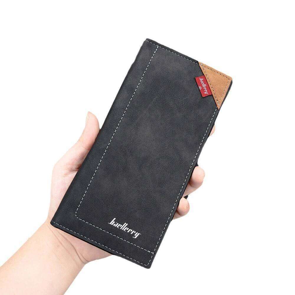 Color Blocking RFID Wallet for Men, Baellerry Long Business Card Holder with Many Pockets, Formal Office Use C260304